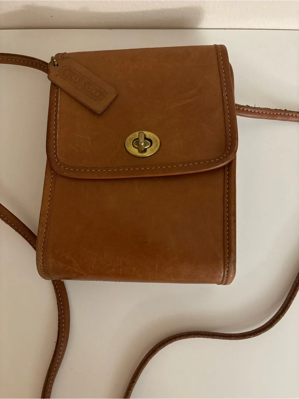 Vintage Coach Brown Leather Crossbody mini